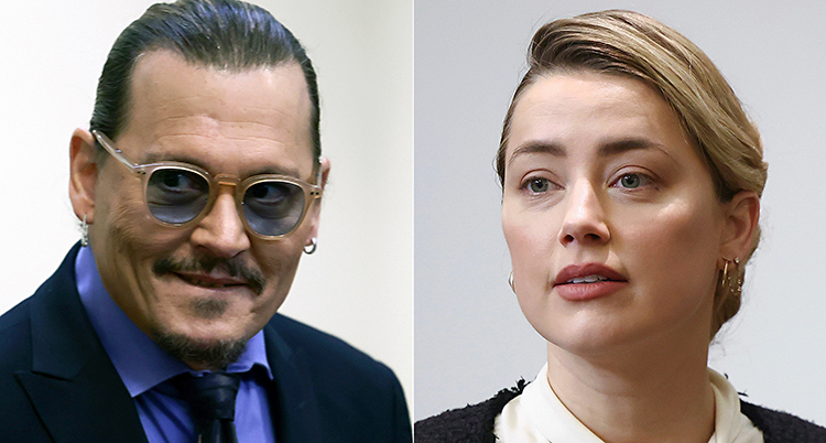 Två bilder som har satts ihop till en. Till vänster är en bild på Johnny Depp. Till höger en bild på Amber Heard.