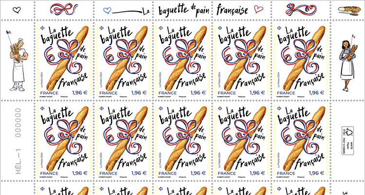 Frimärken med baguette på. Foto: La Poste/TT